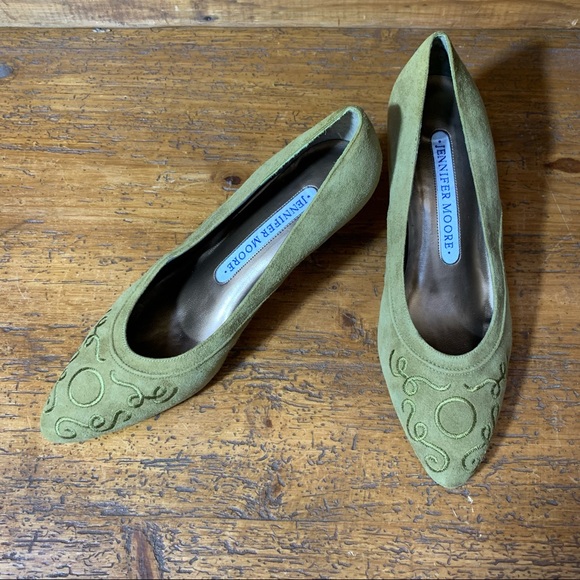 Gold Suede Jennifer Moore Heels - Picture 2 of 7